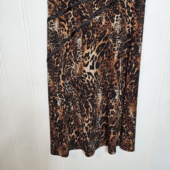 Connected Apparel Animal Print Dress Womens Size 10 Brown Black Sleeveless - Picture 3 of 10
